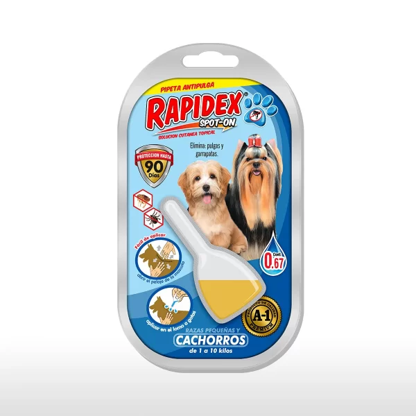 rapidex spot-on pipeta antipulgas razas pequeñas y cachorros